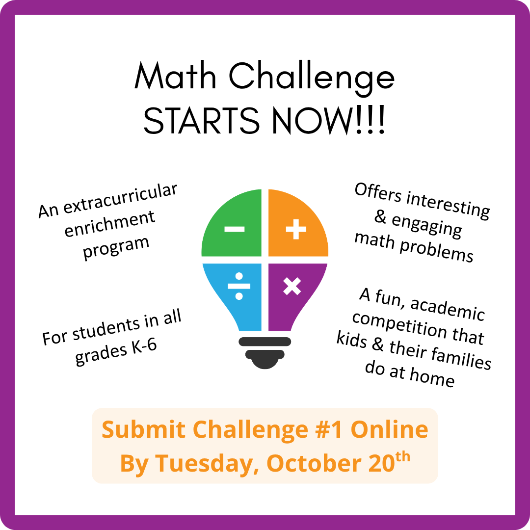 lightbulb with math symbols and highlights math challenge