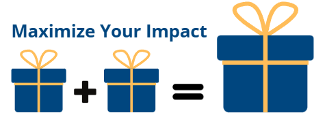 Math equation with two small gifts boxes added to equal a larger gift box