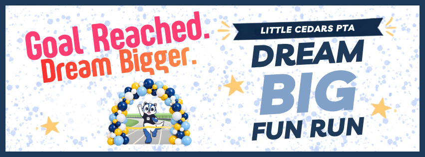 Goal reached. Dream Bigger Fun Run with Wolvie mascot winning a race