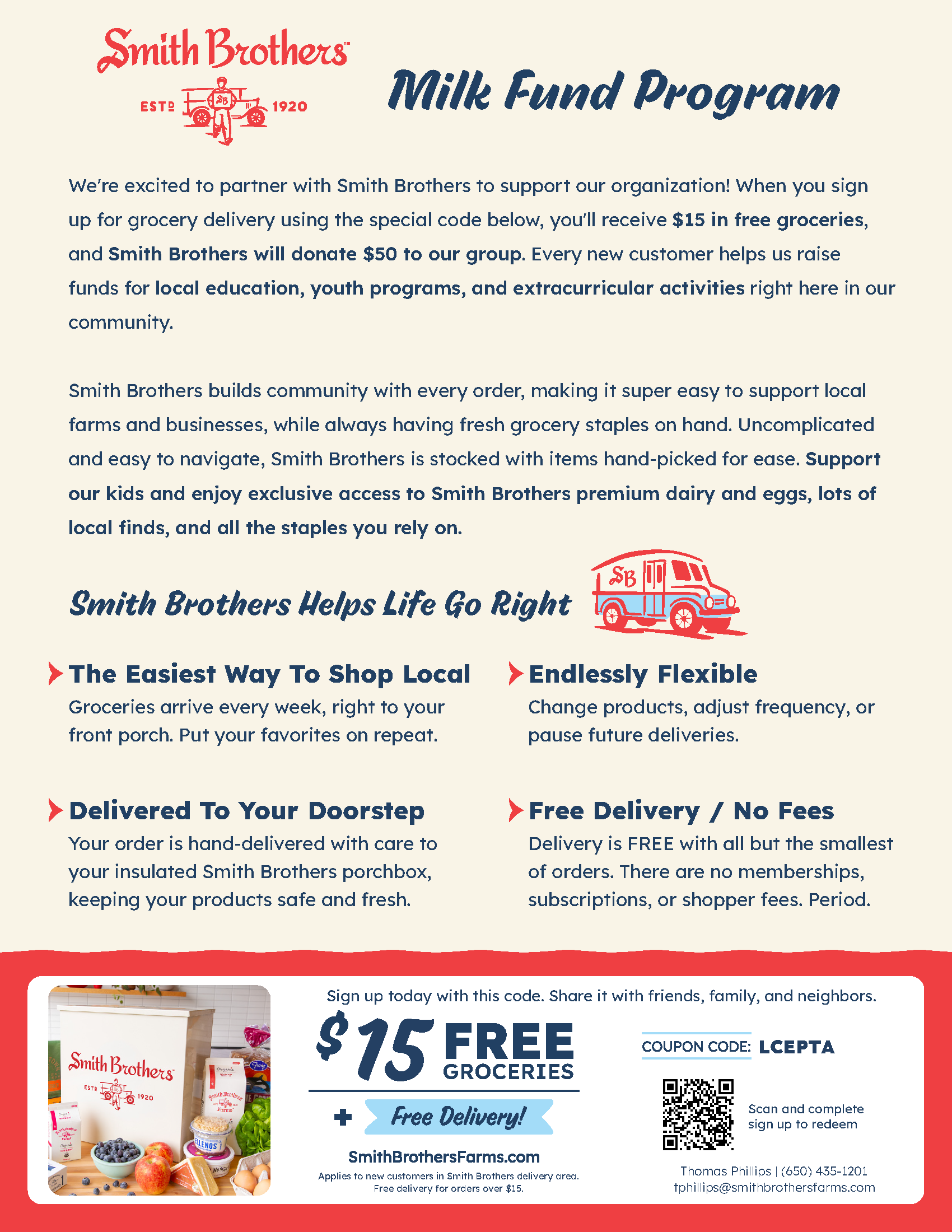 Ad describing the Smith Brothers Milk Fund Program in more detail