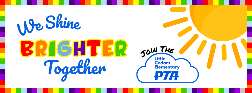 colorful banner with sunshine says we shine brighter together